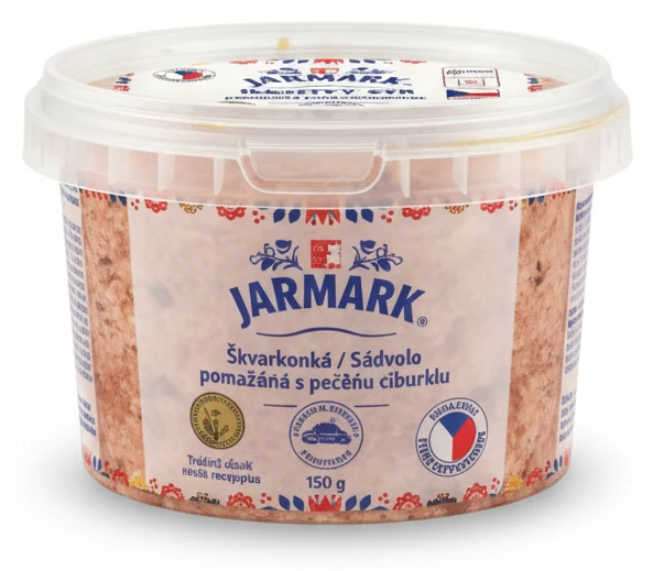 Škvarková pomazánka/Sádlová pomazánka s pečenou cibulkou
