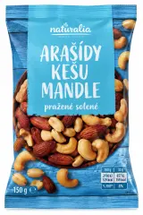 Arašídy, kešu, mandle Naturalia pražené solené