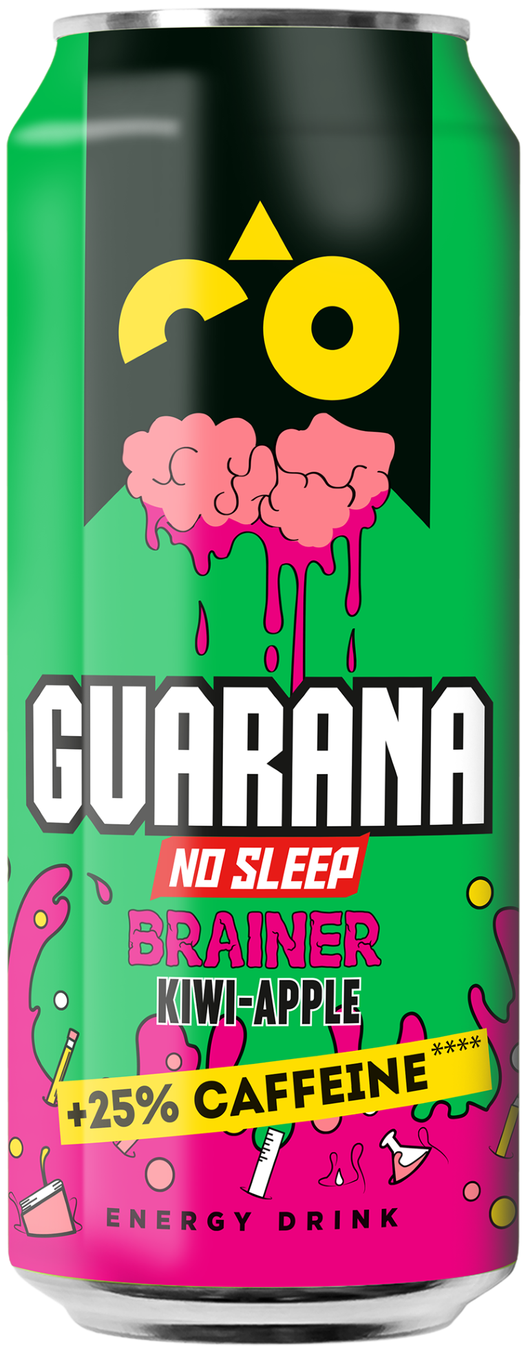 Guarana Kiwi a jablko brainer energetický nápoj plech