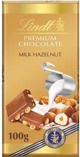 Lindt Čokoláda Gold Tablet Premium Mléčná s celými lískovými ořechy