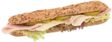 Čerstvě nakrájeno Korn bageta šunka a sýr