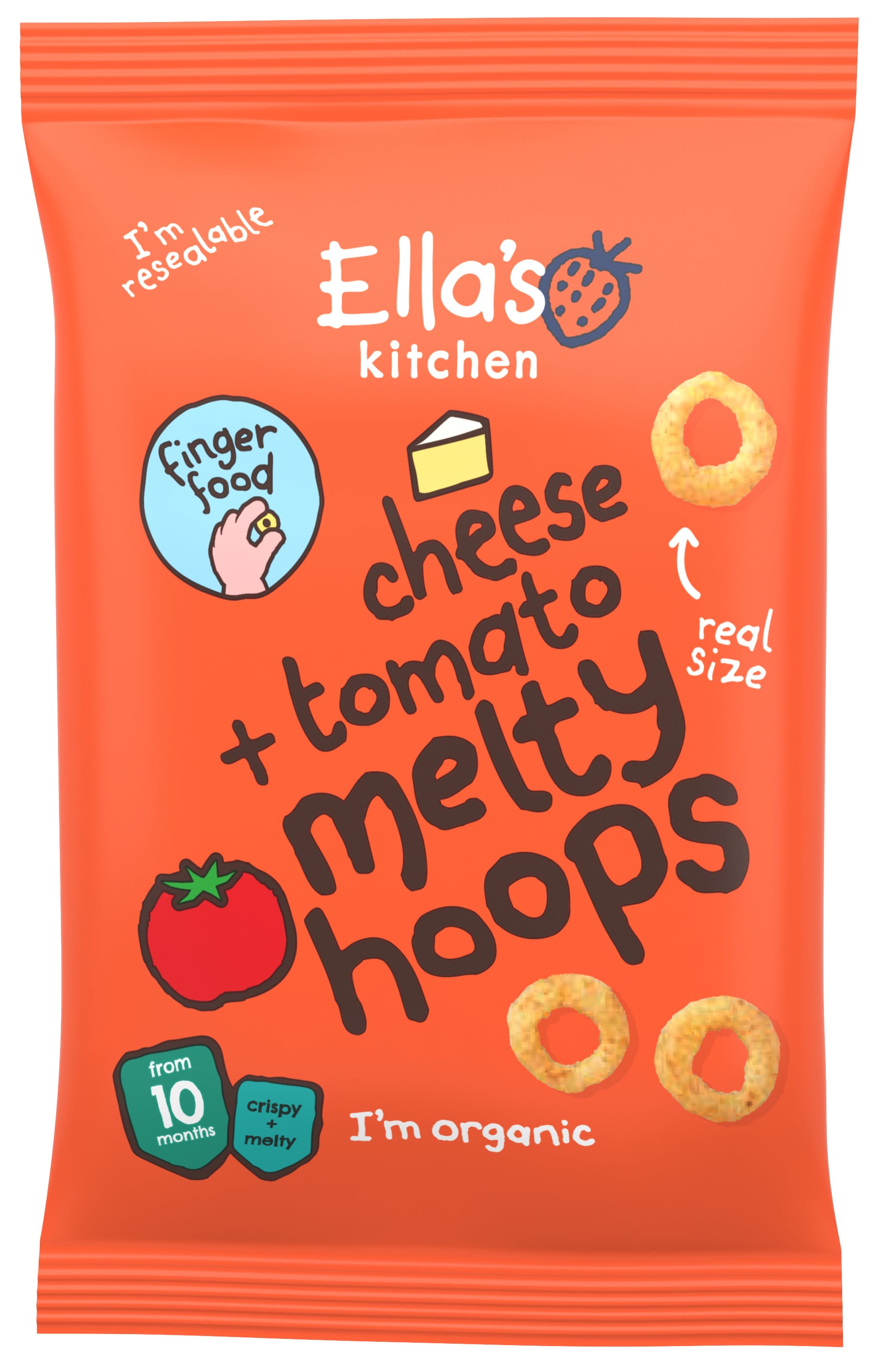 Ella's Kitchen BIO Křupavé kroužky se sýrem a rajčaty