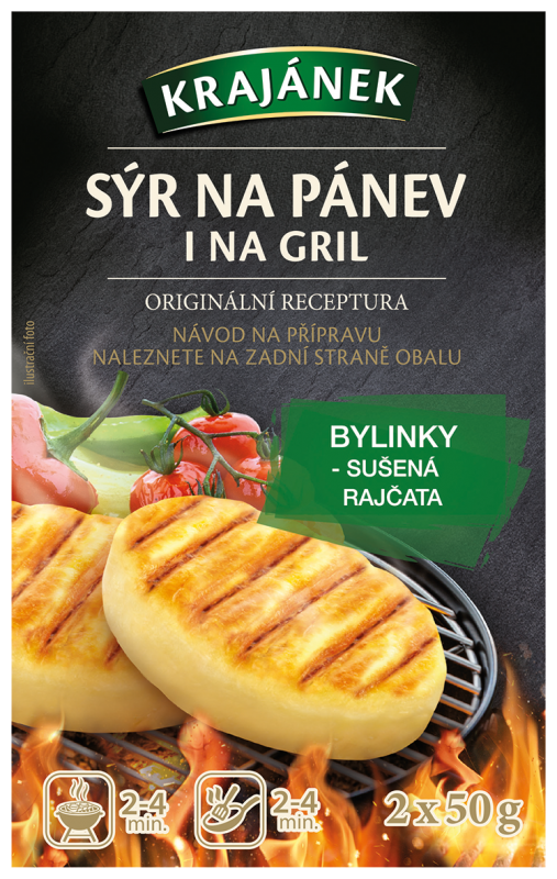 Krajánek Sýr na pánev i na gril s bylinkami a sušenými rajčaty (2×50 g)