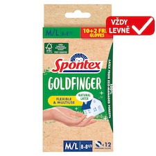 Spontex Goldfinger jednorázové rukavice z přírodního latexu M/L 8-8 1/2 12 ks