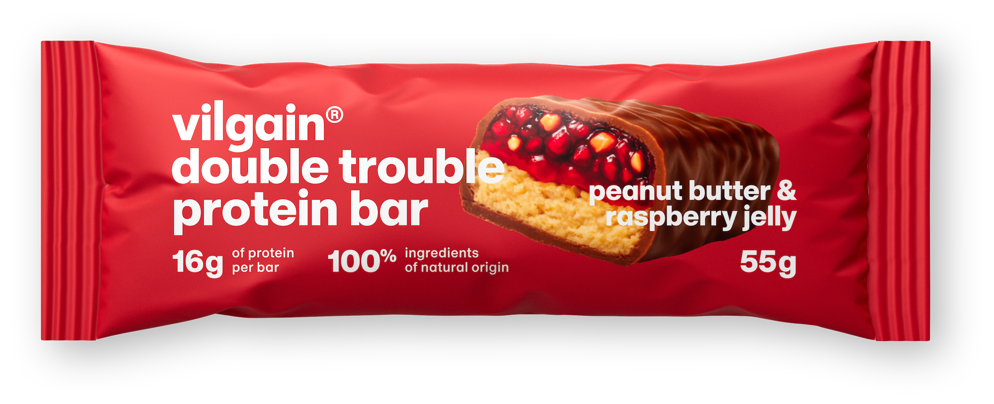Vilgain Double Trouble Protein Bar arašídové máslo & malinový džem