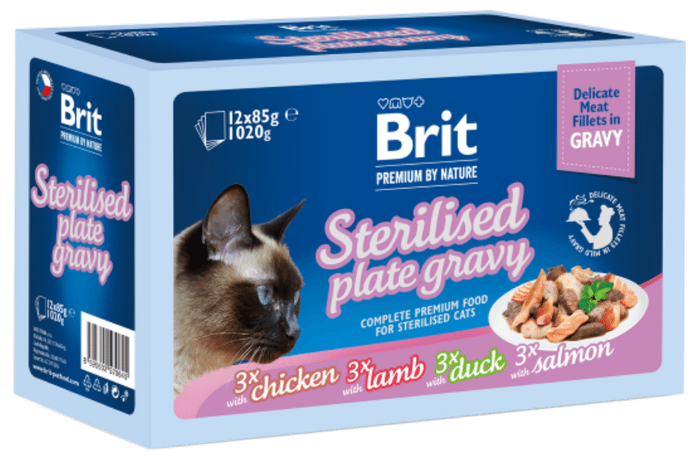 Brit Premium Sterilised filety v omáčce pro kočky 12×85 g