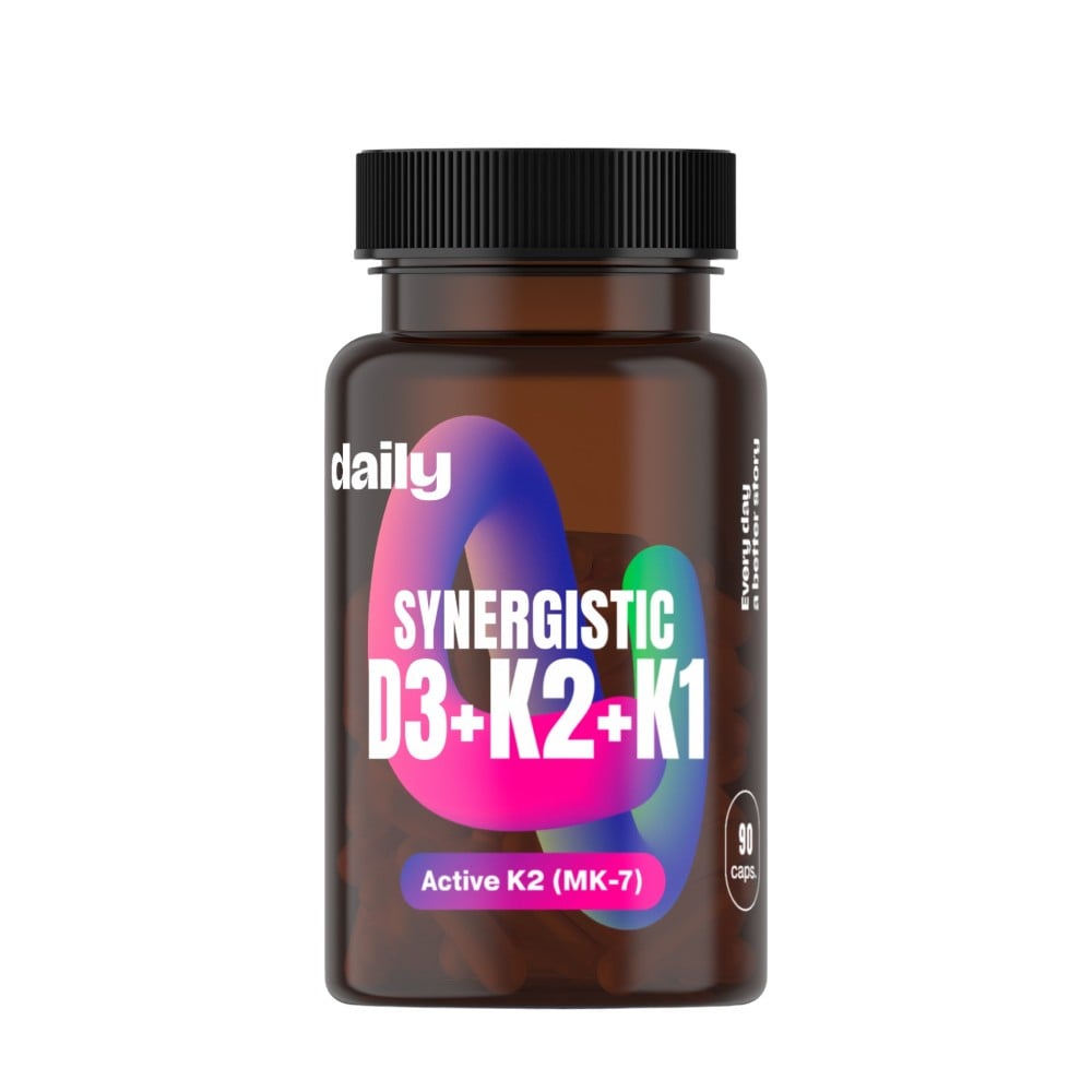 Daily Synergistic D3+K2+K1 cps.90
