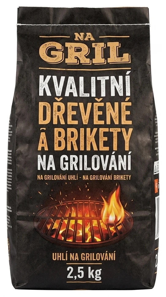Grilovací uhlí, brikety