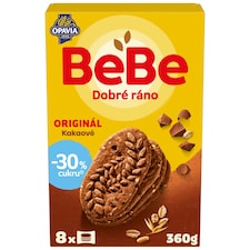 Opavia BeBe Dobré ráno kakaové -30 % cukru sušenky s 5 celozrnnými cereáliemi multibalení 360 g