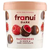 franuí Zmražené maliny s polevou z bílé a hořké čokolády 150g