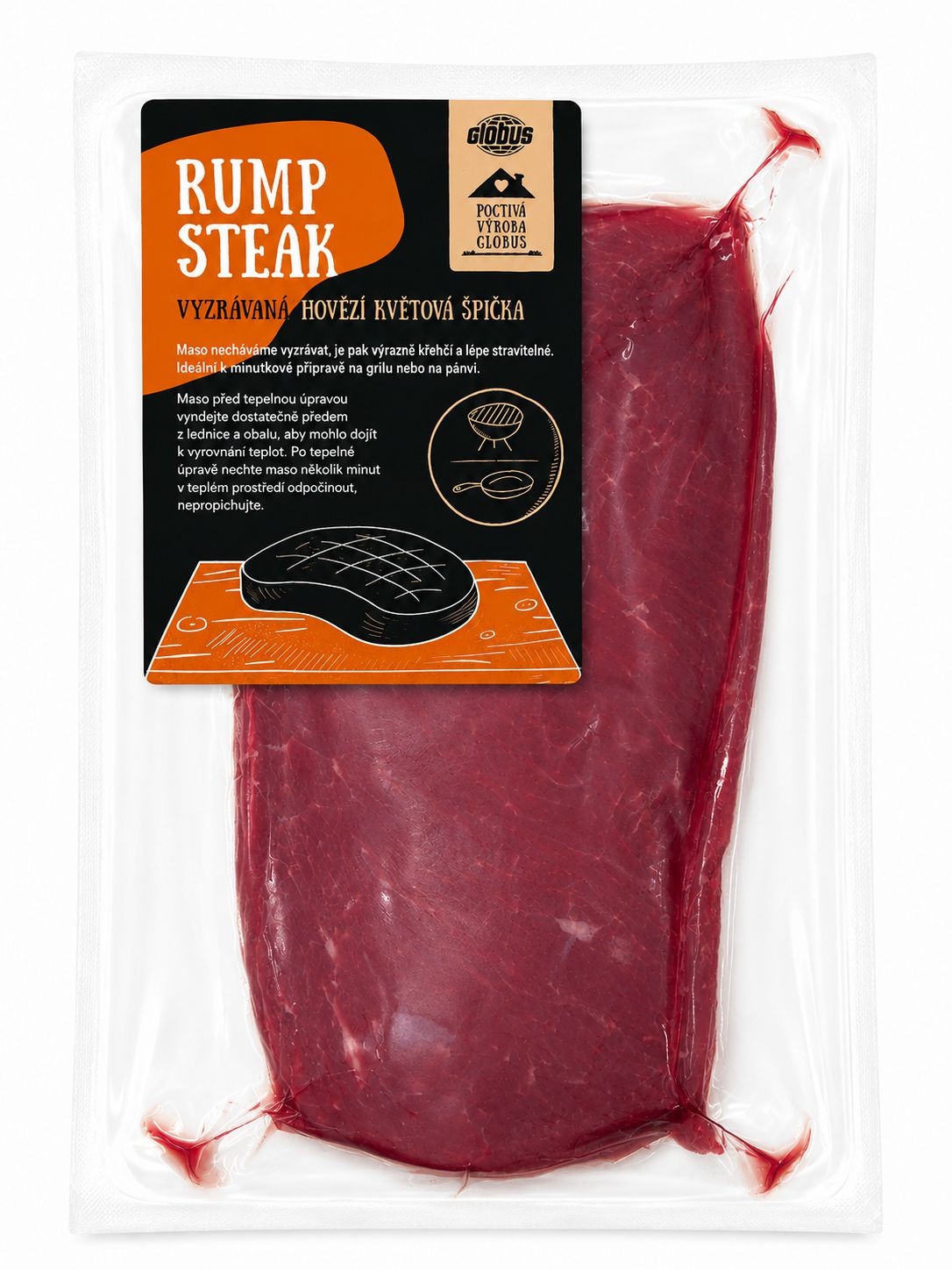 Vakuovaný RUMP STEAK, Hovězí vyzrávané maso, zadní kýta