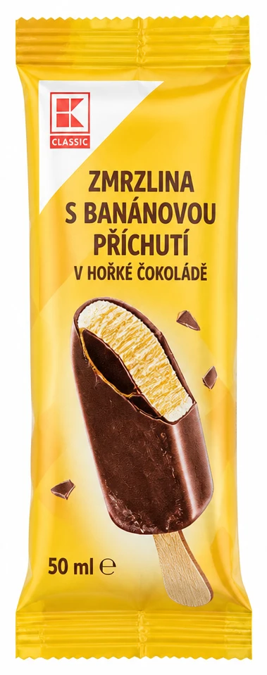 Zmrzlina s banánovou příchutí v hořké čokoládě
