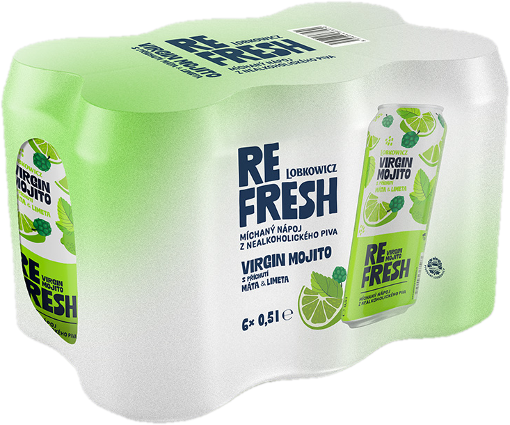 Lobkowicz Refresh Virgin Mojito míchaný nápoj z nealkoholického piva 6×0,5 l plech