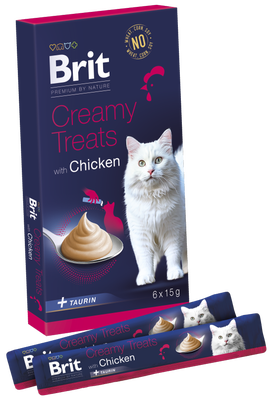 Brit Premium by Nature Cat Creamy Treats with Chicken 6x15g, pro kočky