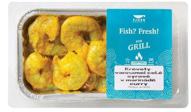 Fish Fresh for Grill Krevety vannamei celé loupané v marinádě curry