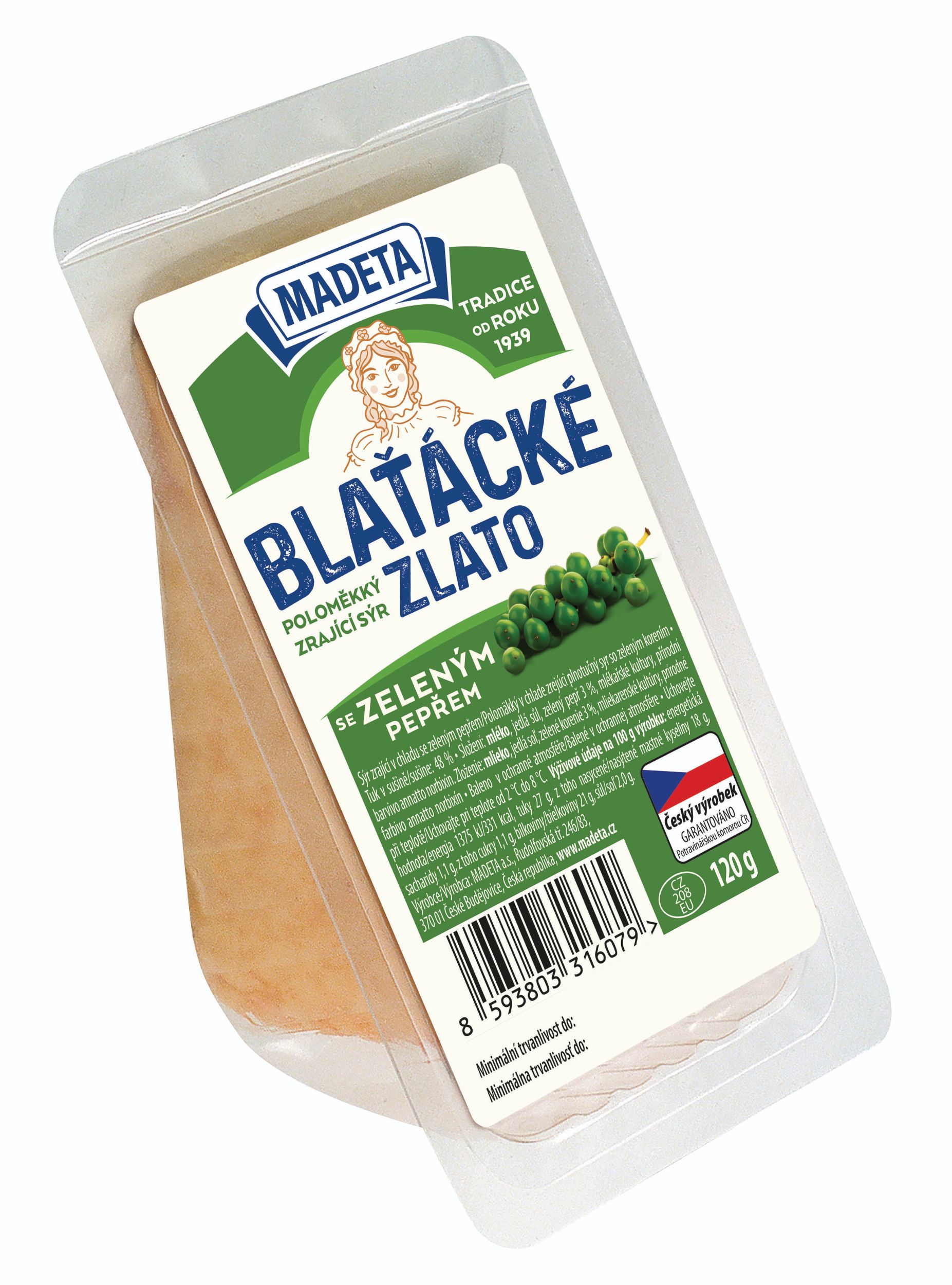 Madeta Blaťácké zlato se zeleným pepřem 48% 120 g