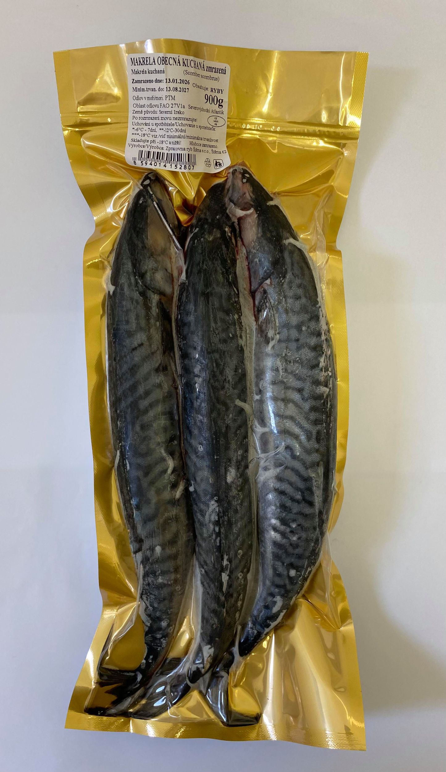 Makrela obecná kuchaná zmrazená 900g