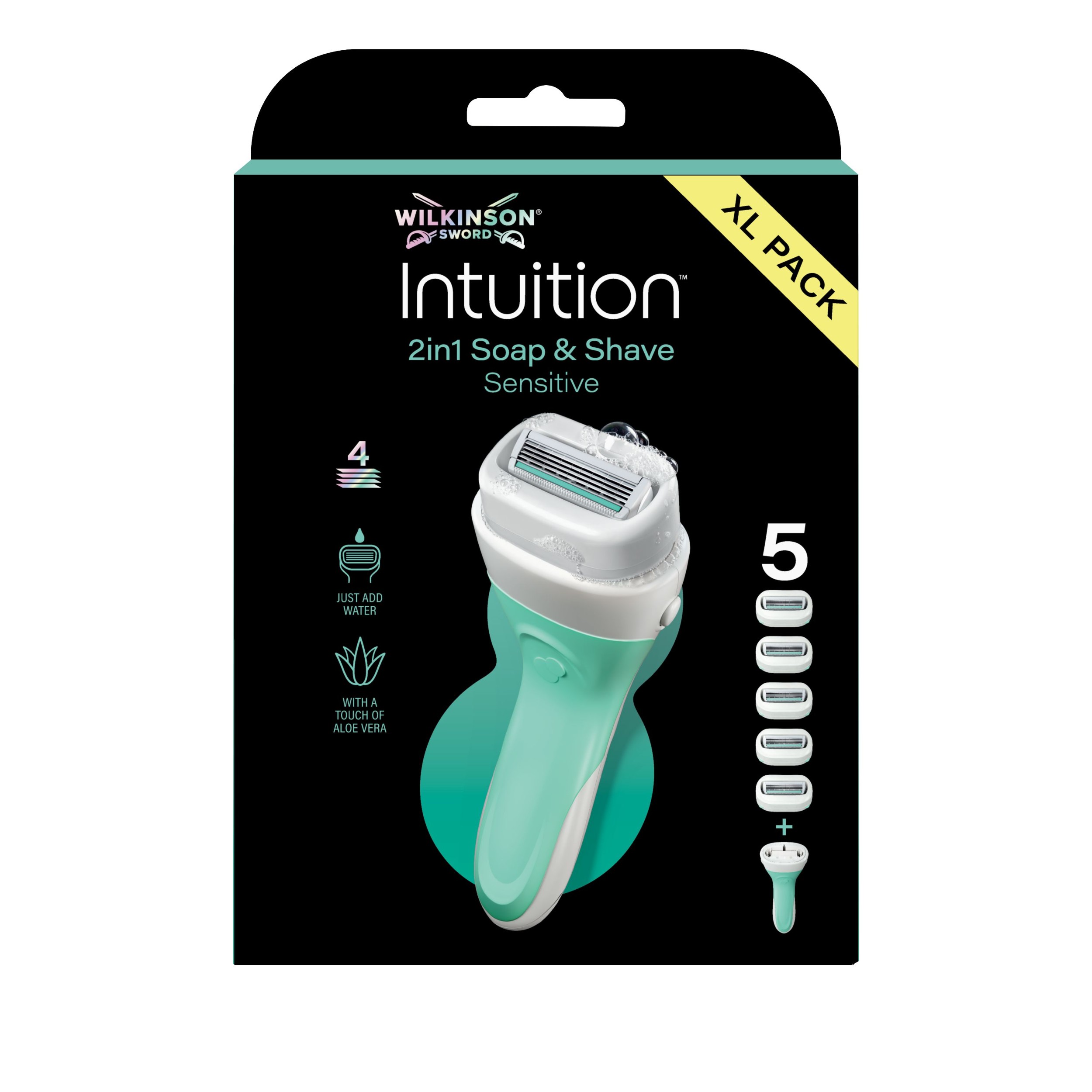 Wilkinson Sword Intuition 2in1 Sensitive dámský holicí strojek + 5 náhradních hlavic v balení