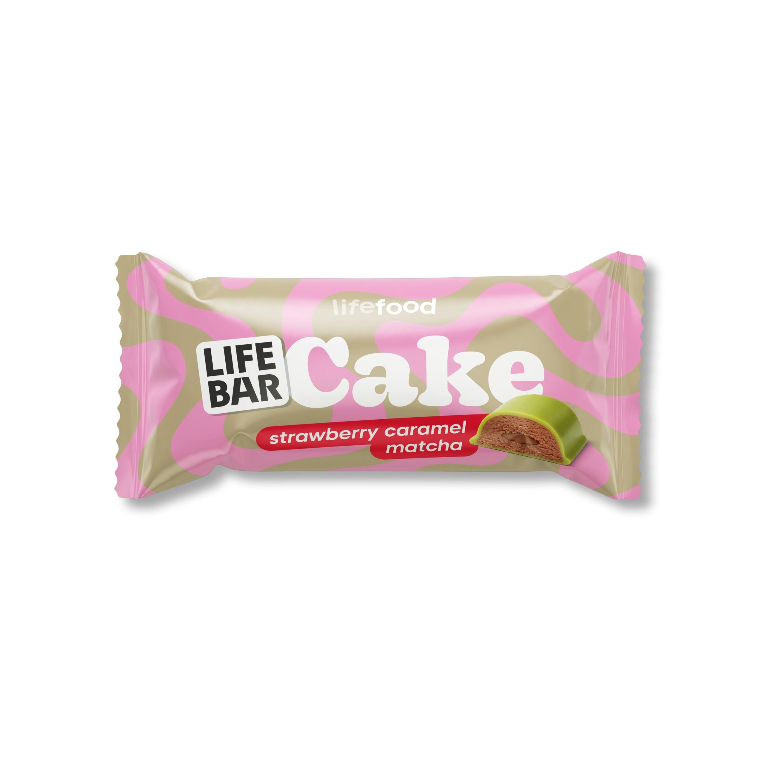 Lifefood BIO Tyčinka Lifebar Cake jahoda, karamel a matcha 35 g