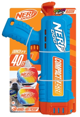 Nerf Dog Dárková sada – 30 cm kompaktní blaster a 2 ks tenisových míčků bez pískadla