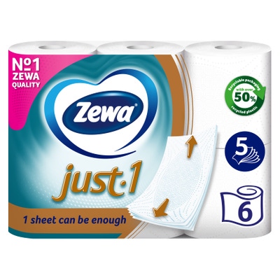 Zewa Just 1 Toaletní papír 5vrstvý, 6 rolí