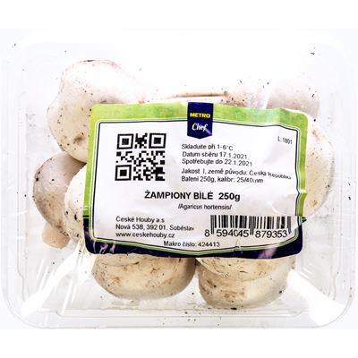 METRO Chef Žampiony bílé 25/50 I. CZ čerstvé 250 g