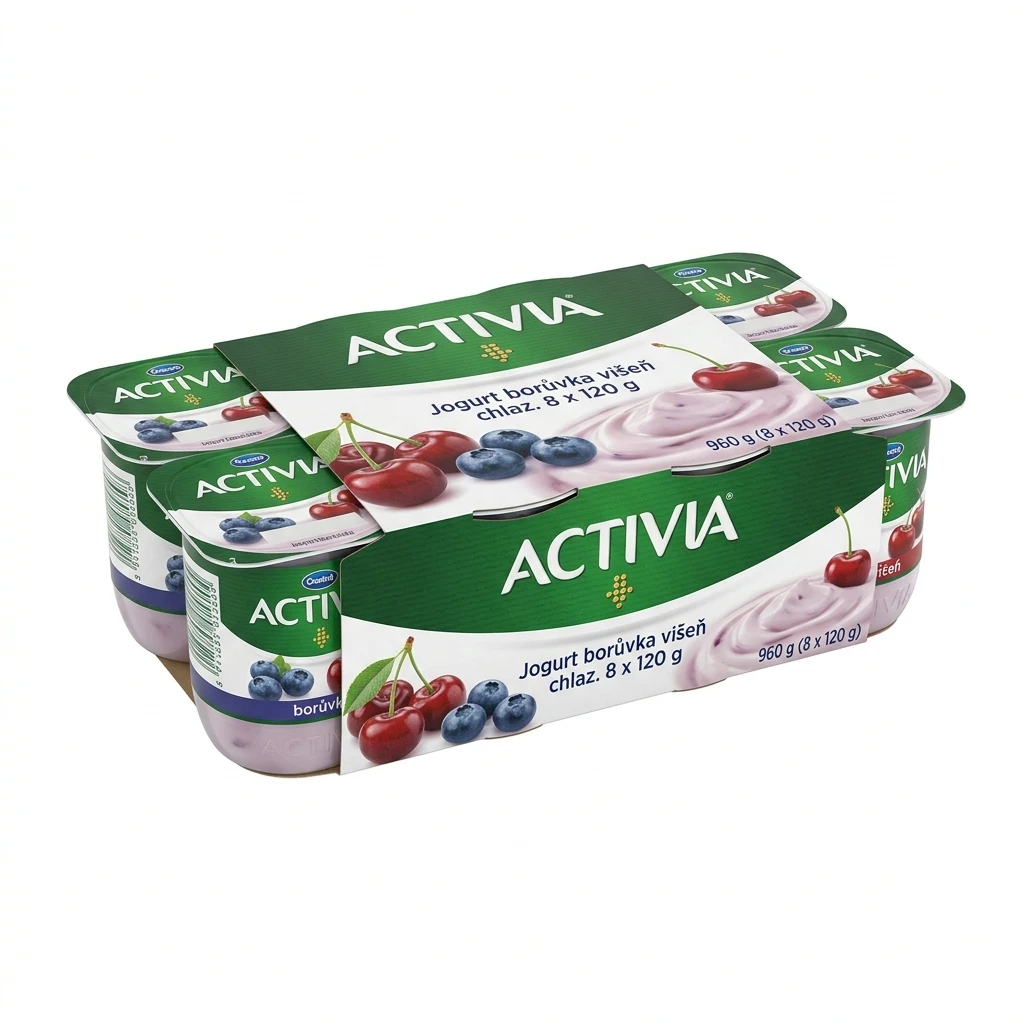 ACTIVIA Jogurt borůvka višeň chlaz. 8 x 120 g