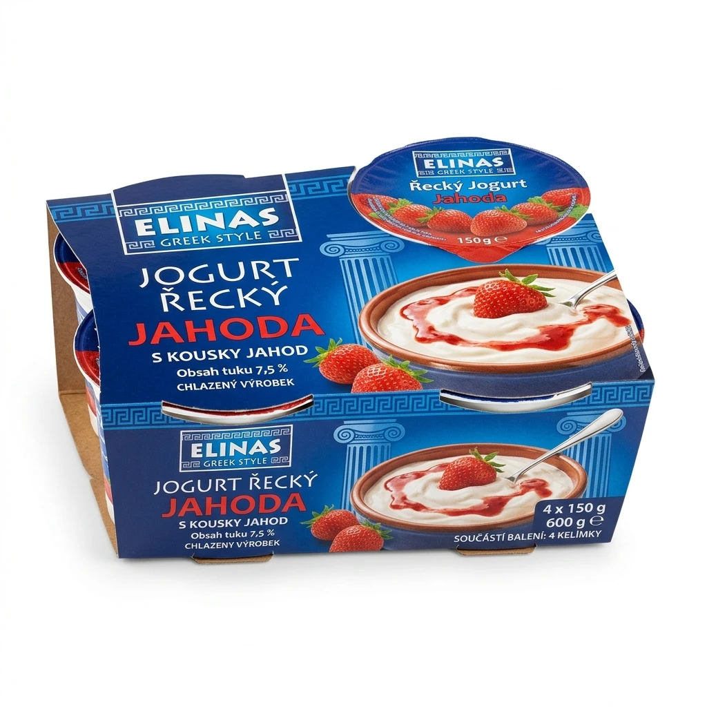 ELINAS Jogurt řecký jahoda chlaz. 4 x 150 g