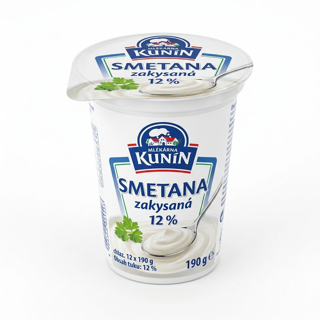 MLÉKÁRNA KUNÍN Smetana zakysaná 12 % chlaz. 12 x 190 g