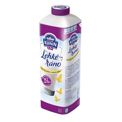 MLÉKÁRNA KUNÍN Mléko Lehké ráno bez laktózy 1,5 % tuku 1 l