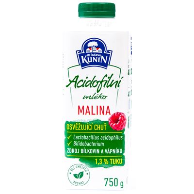 MLÉKÁRNA KUNÍN Mléko acidofilní malina chlaz. 750 ml