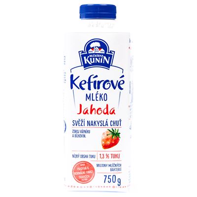 MLÉKÁRNA KUNÍN Mléko kefírové jahoda chlaz. 750 g