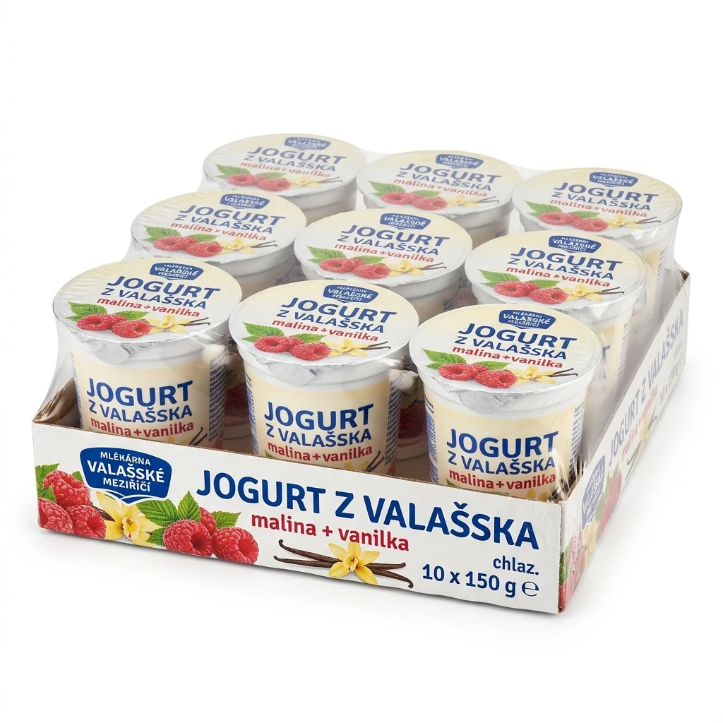 MLÉKÁRNA VALAŠSKÉ MEZIŘÍČÍ Jogurt z Valašska malina+vanilka chlaz. 10 x 150 g