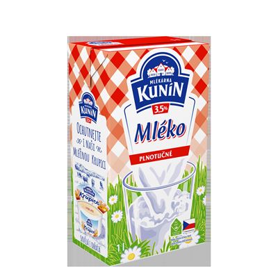 MLÉKÁRNA KUNÍN Mléko 3,5 % trvanlivé 12 x 1 l