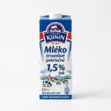 MLÉKÁRNA KUNÍN Mléko polotučné 1,5 % trvanlivé 12 x 1 l