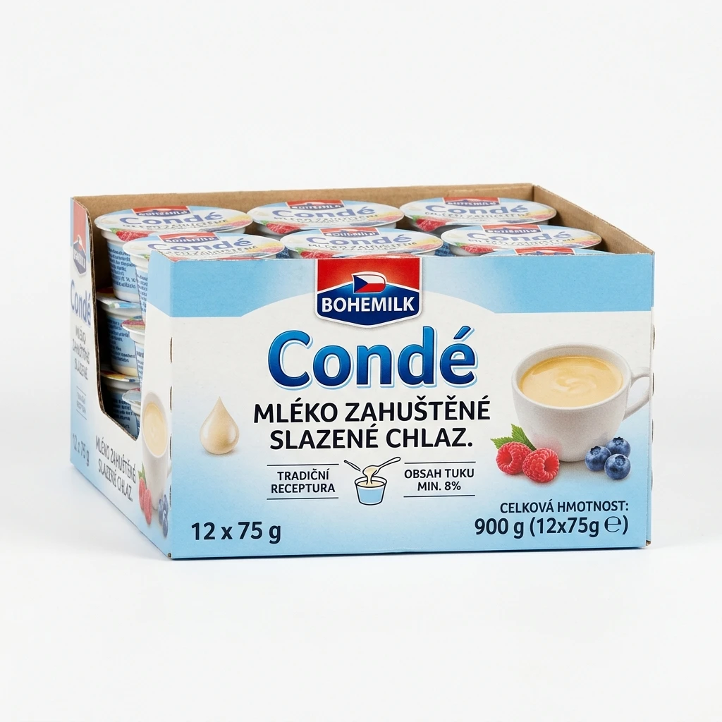 BOHEMILK Condé Mléko zahuštěné slazené chlaz. 12 x 75 g