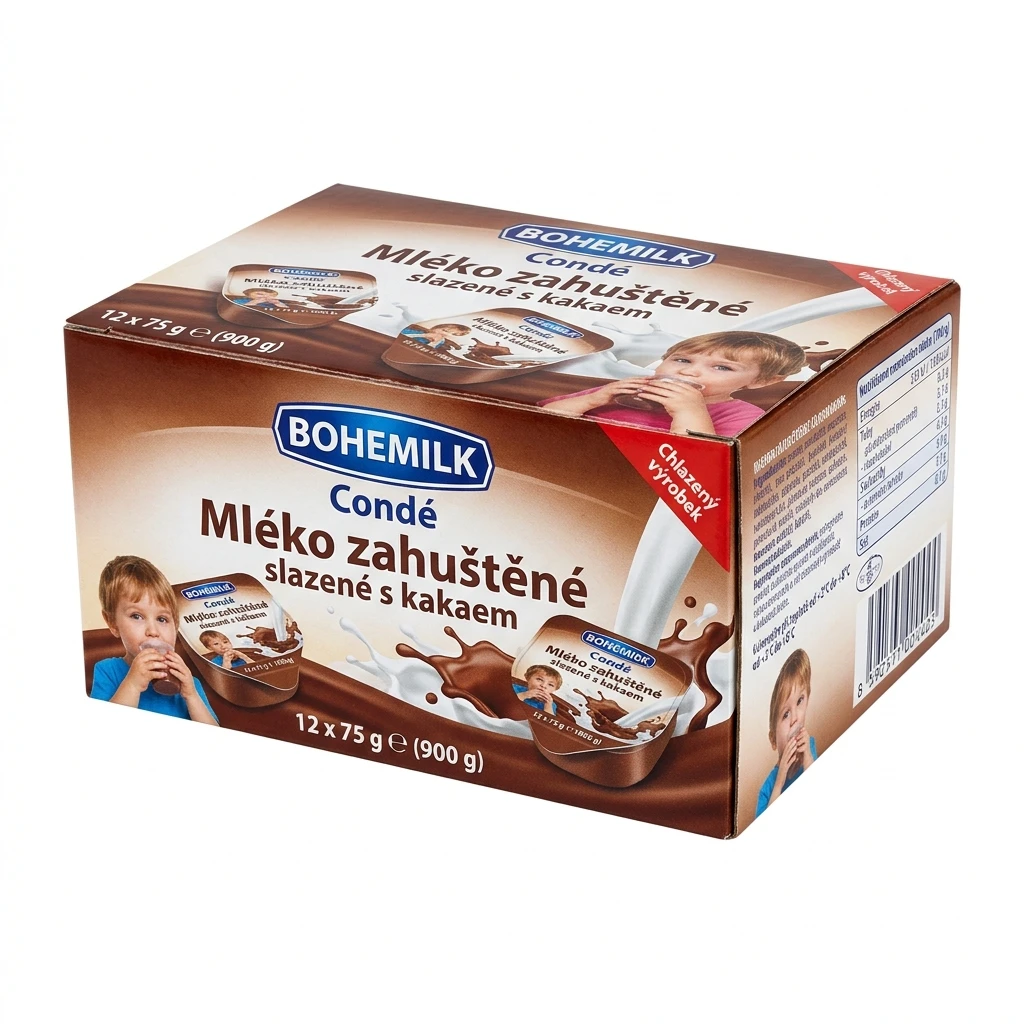 BOHEMILK Condé Mléko zahuštěné slazené s kakaem chlaz. 12 x 75 g