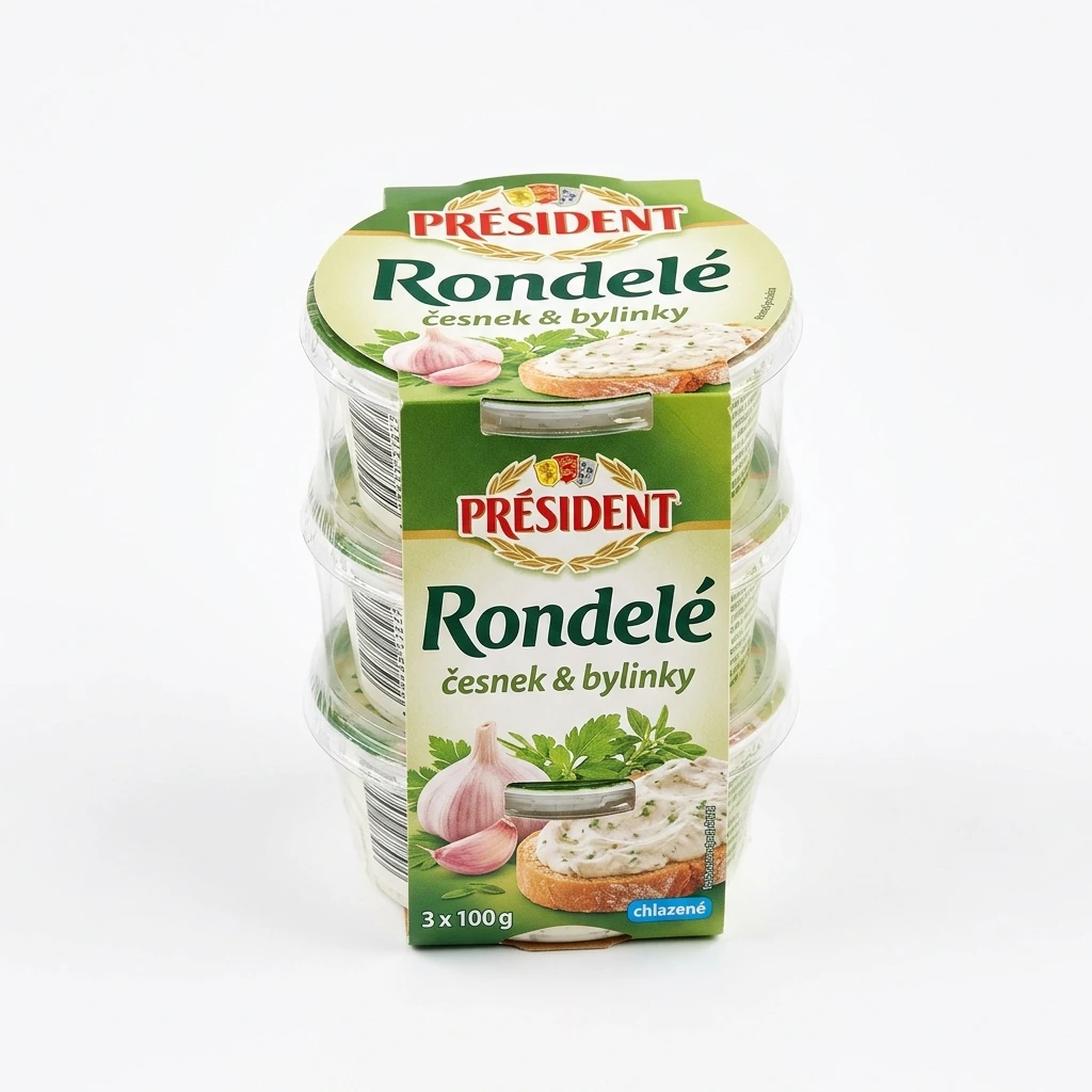 PRÉSIDENT Rondelé česnek bylinky chlaz. 3 x 100 g