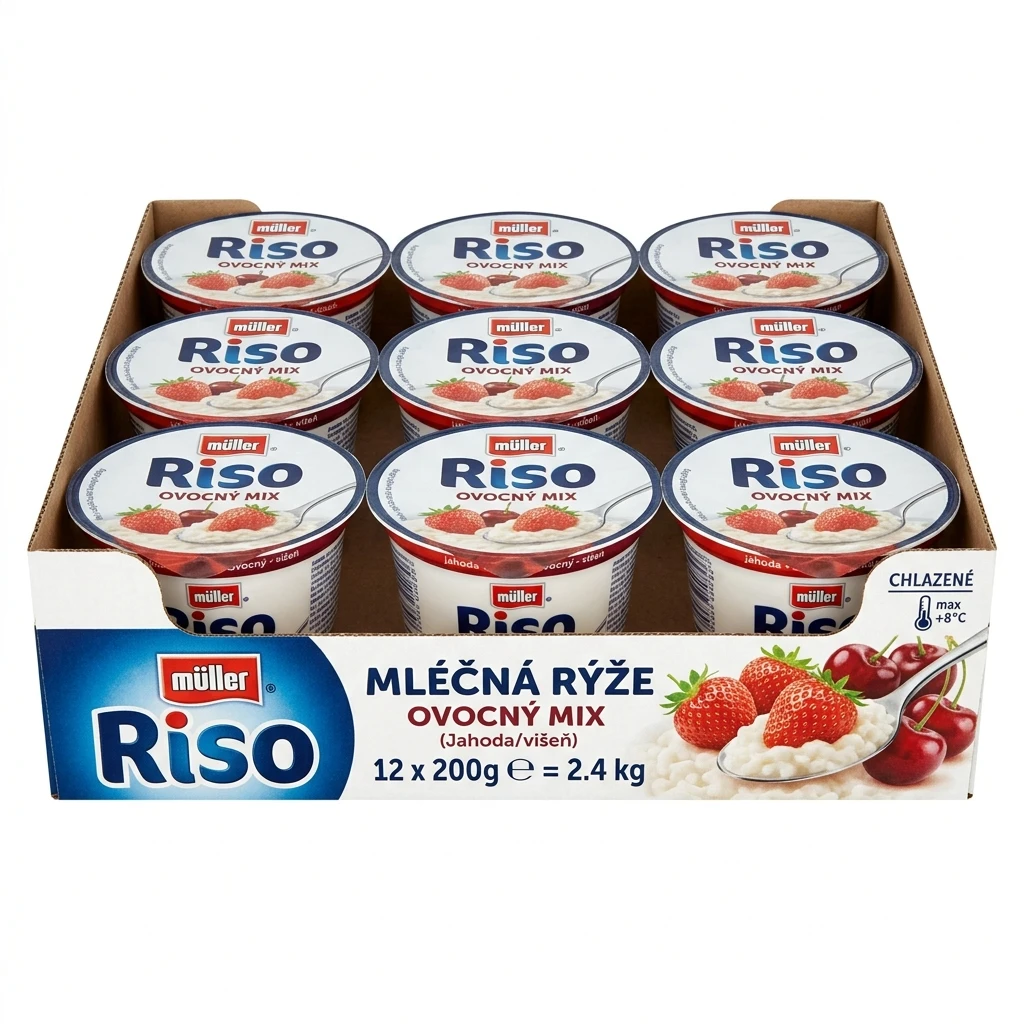 müller Riso Mléčná Rýže Ovocný mix (jahoda višeň) chlaz. 12 x 200 g
