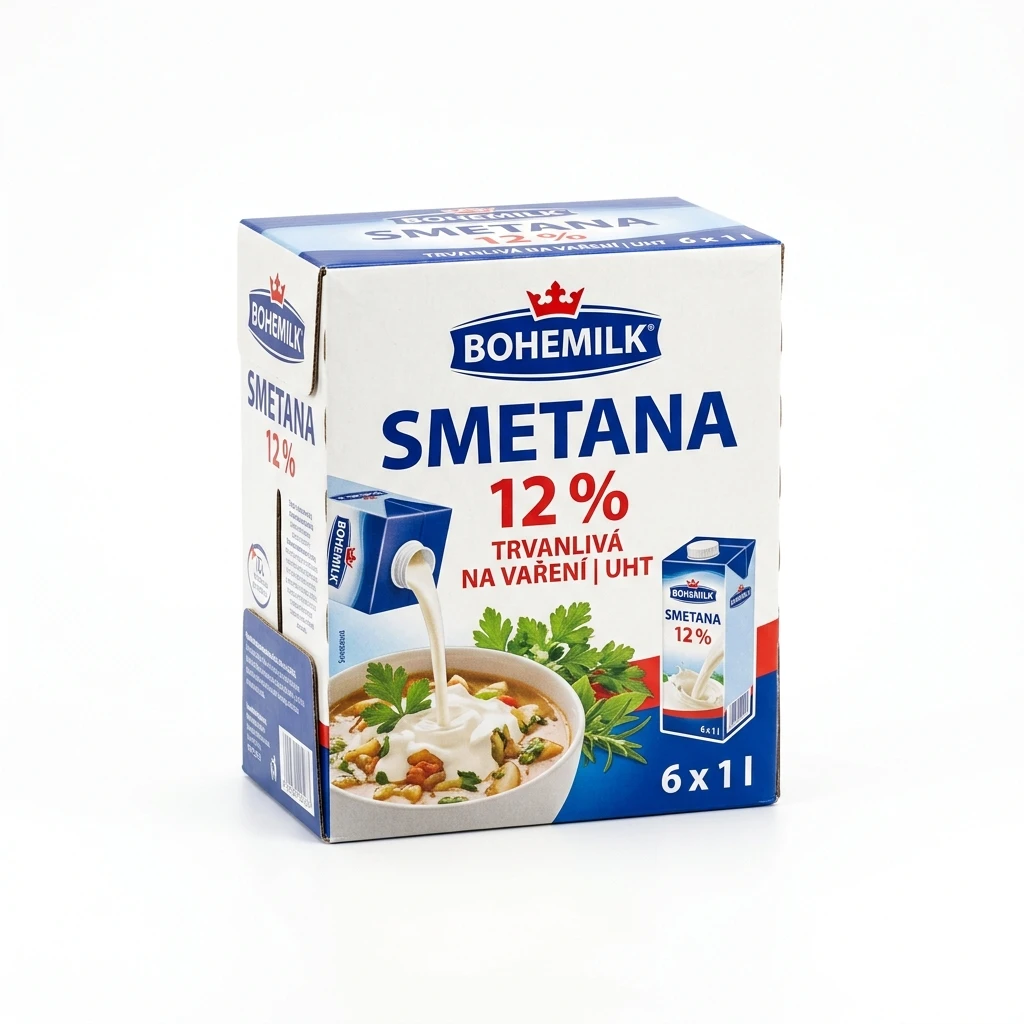 BOHEMILK Smetana 12 % 6 x 1 l UHT