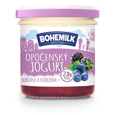 BOHEMILK Opočenský jogurt borůvka/ostružina 2,8 % tuku chlaz. 150 g