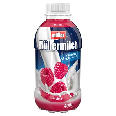 Müllermilch Party mléčný nápoj příchuť malina chlaz. 400 g