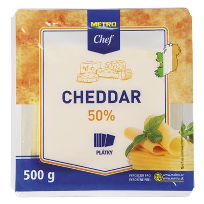 METRO Chef Cheddar 50 % plátky chlaz. 500 g