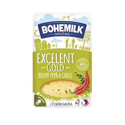 BOHEMILK Excelent sýr 48 % pepř/chilli plátky chlaz. 100 g