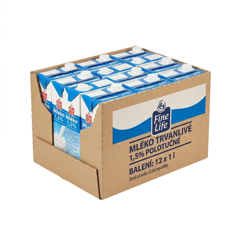 Fine Life Mléko trvanlivé 1,5% 12 x 1 l