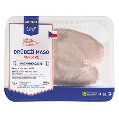 METRO Chef CZ Kachní prsa s kostí a kůží chlaz. cca 650 g