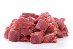 Hovězí ořech libové kostky 3 x 3 cm volně ložené chlaz. váž. cca 8 kg vlastní výroba