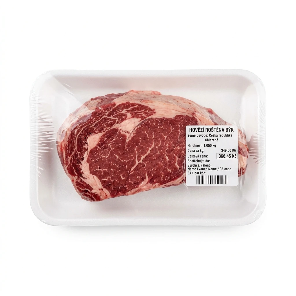 Hovězí roštěná býk volně ložené CZ chlaz. cca 1 kg