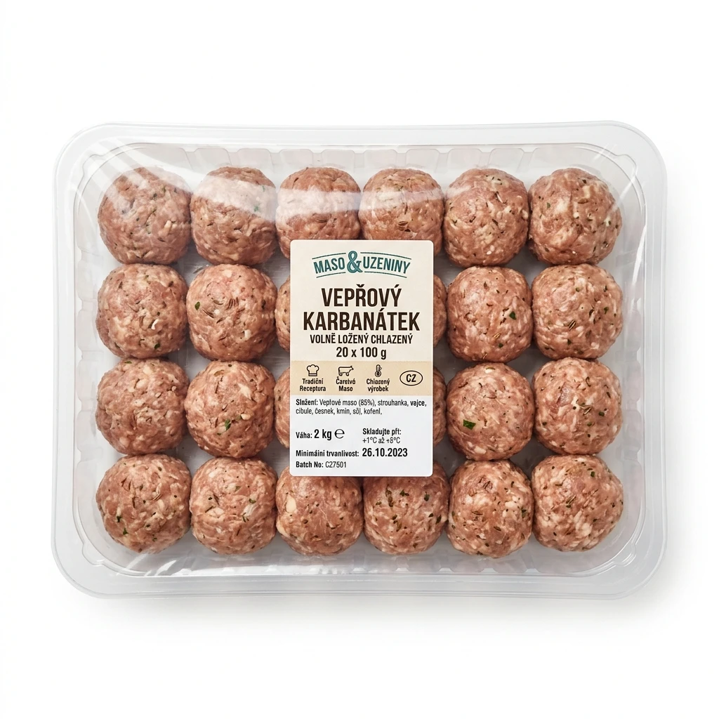 Vepřový karbanátek volně ložený chlaz. 20 x 100 g