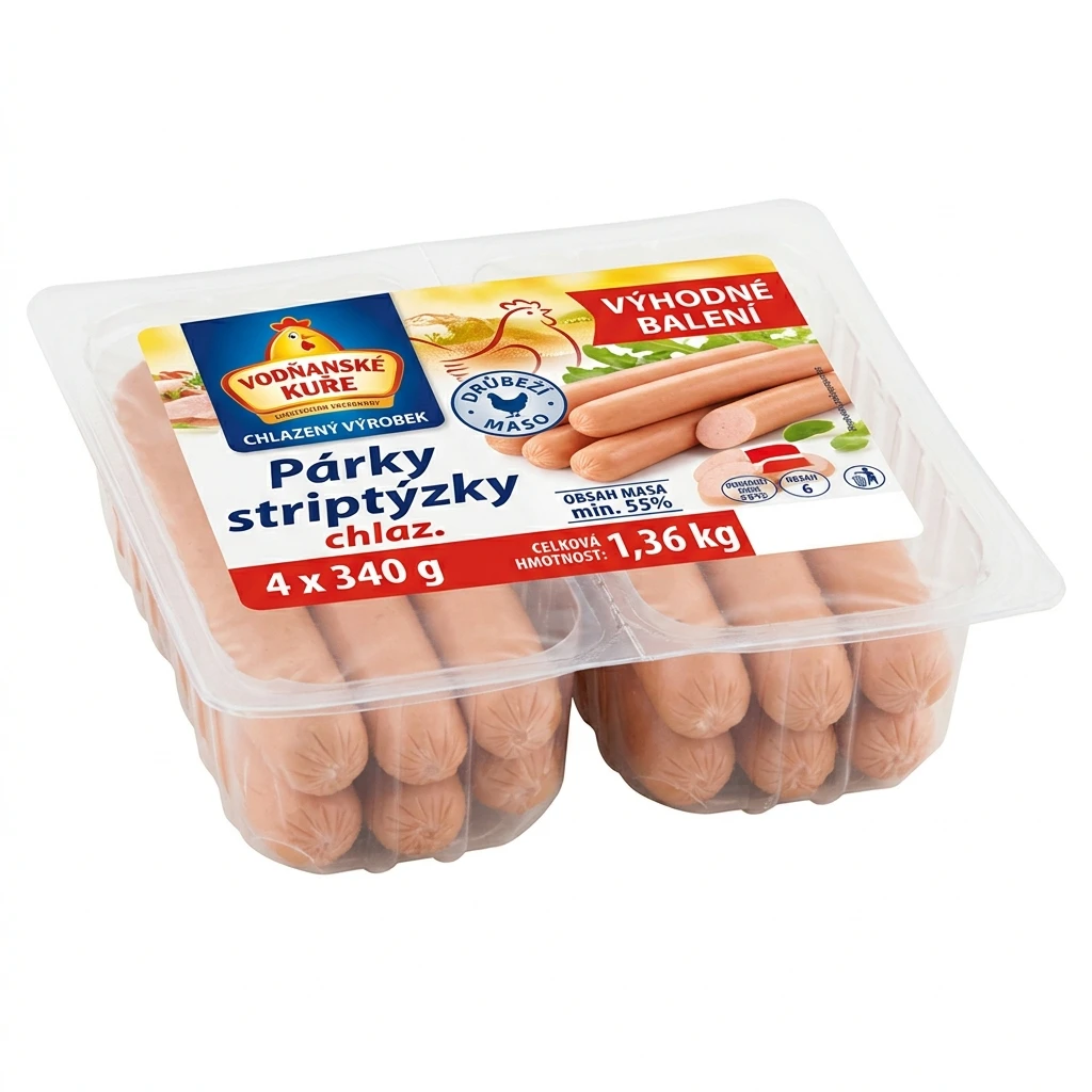 Vodňanské kuře Párky striptýzky chlaz. 4 x 340 g